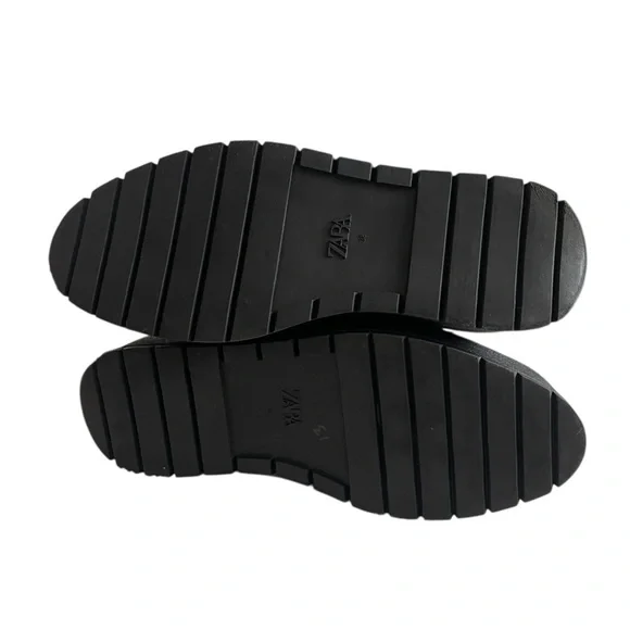 ZARA Black Platform Chelsea Boots EU 38 Chunky Goth Grunge Vegan Leather Ankle - Picture 4 of 7